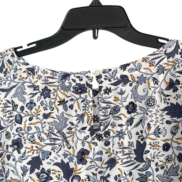 Loft Floral Vine Shirttail Blouse, Blue & Yellow floral top, size L - Picture 7 of 13